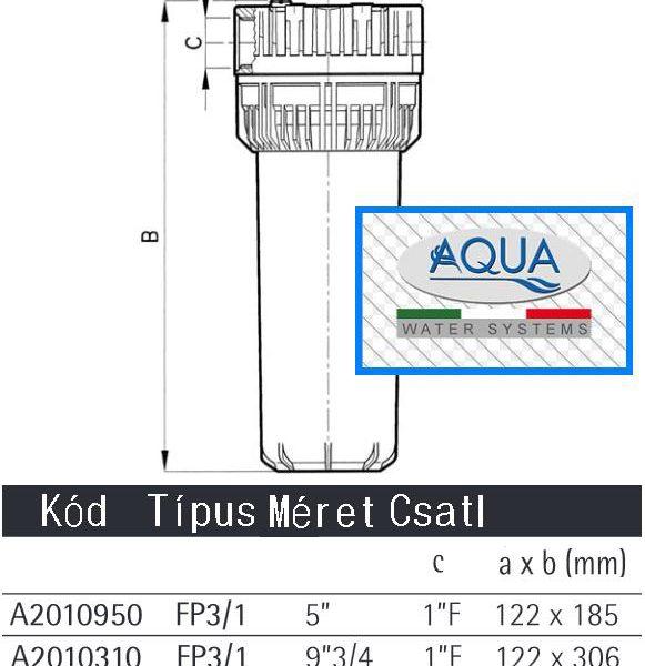 AQUA FP3/1 Vízszűrő ház 5 " / 1", sárga - Image 2