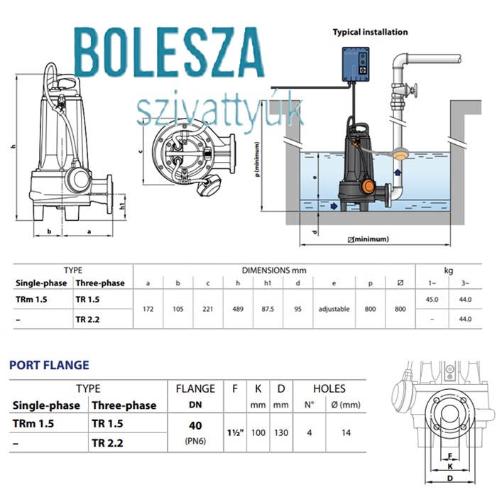 PEDROLLO TRITUS TRm 1.5 darabolókéses szivattyú - Image 2
