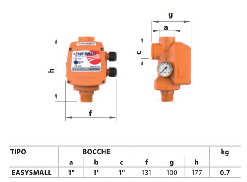 PEDROLLO EASY SMALL átfolyásérzékelő, nyomásmérővel
