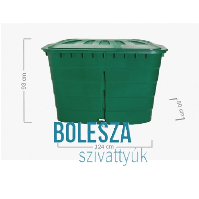 GARANTIA 520 l esővíztároló szögletes tetővel és műanyag kifolyócsappal - Image 3