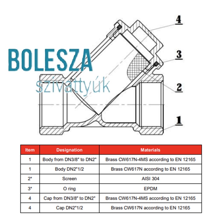 SFERACO Y szűrő 6/4" BM, INOX szűrőbetéttel - Image 2